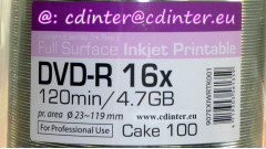 RiTEK Excellence series (Hi-Res.) DVD-R 4.7 GB Inkjet White Printable Cake 100, profesionálna potlač vo fotografickej kvalite s vysokým rozlíšením